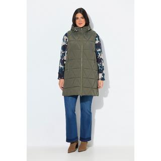 Ulla Popken Gilet Lungo Trapuntato Idrorepellente con Cappuccio  