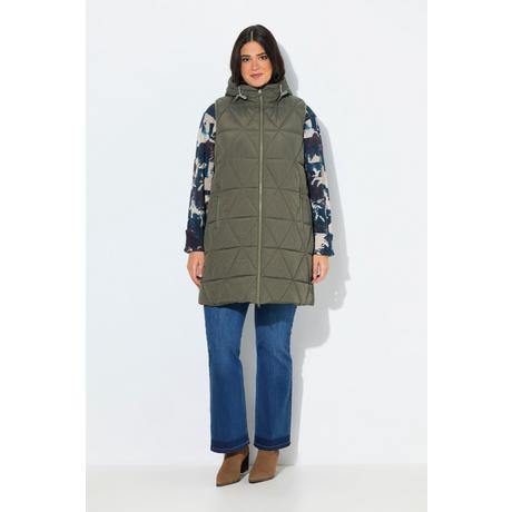 Ulla Popken Gilet Lungo Trapuntato Idrorepellente con Cappuccio  