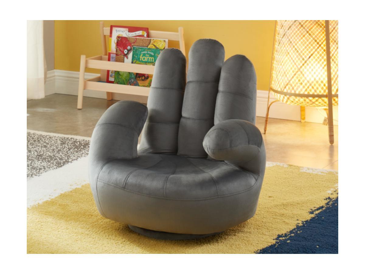 Vente-unique Fauteuil main enfant pivotant en velours CATCHY  