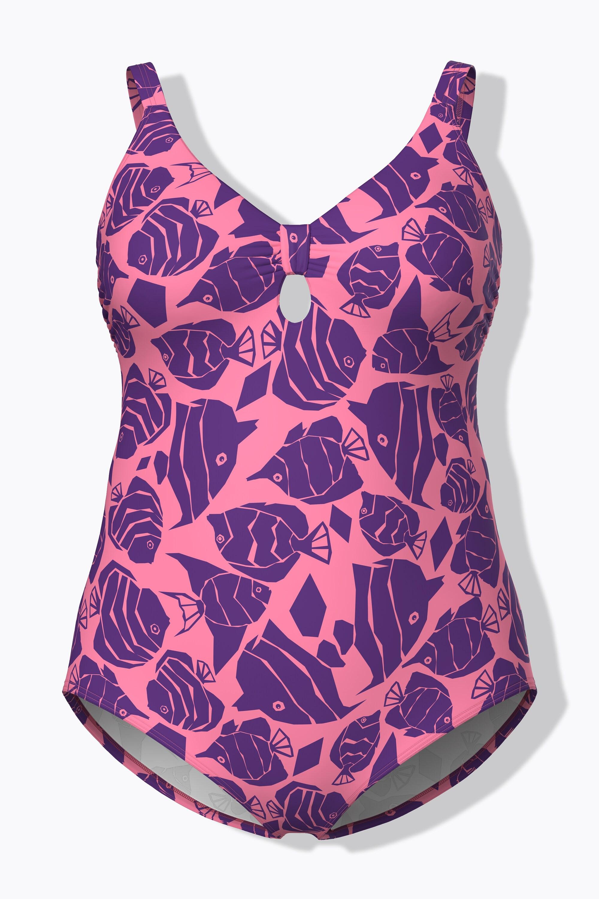 Ulla Popken Costume da bagno fantasia pesci coppe morbide  