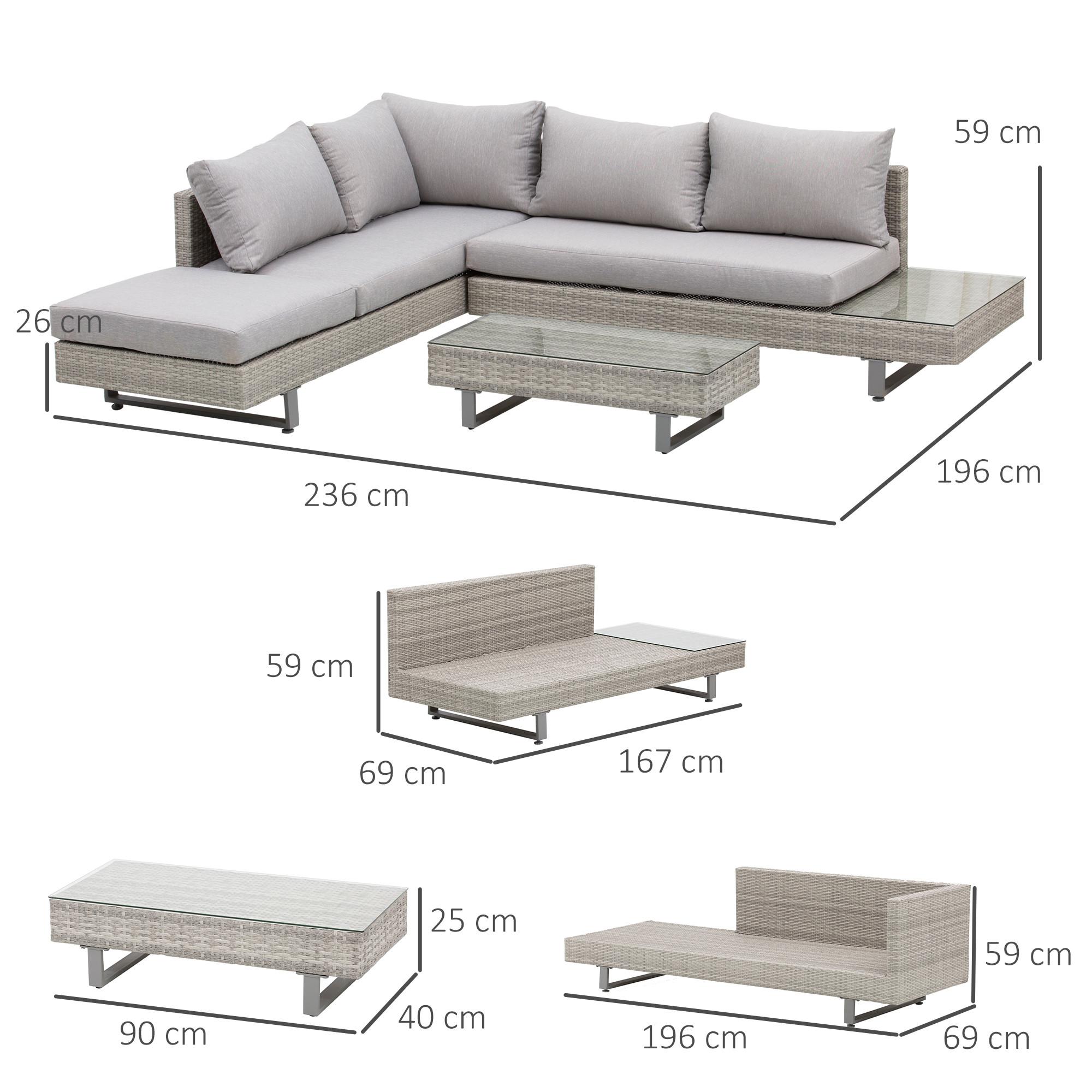 Outsunny Polyrattan-Lounge-Set  