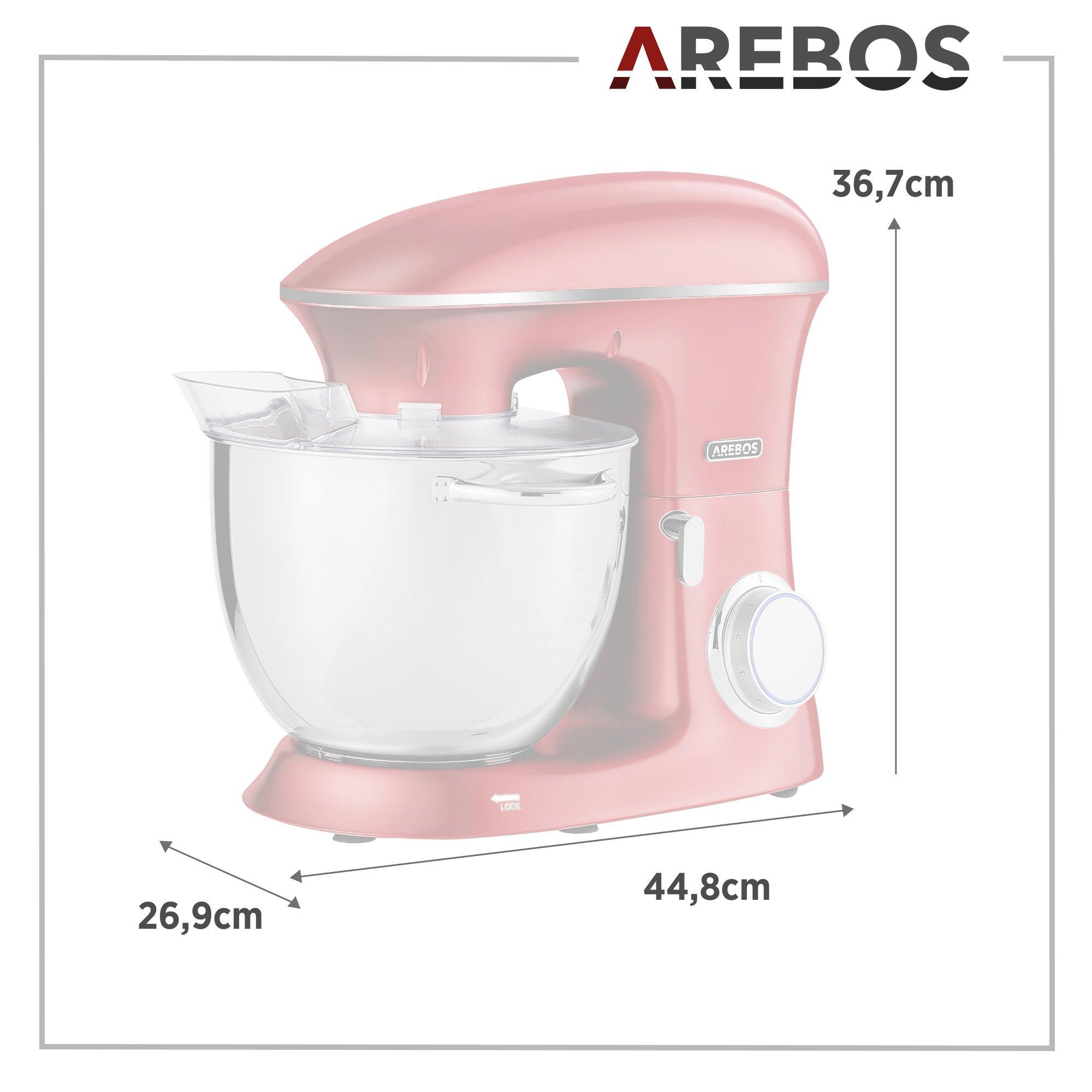 Arebos Robot Da Cucina 1500W XXL 8 L in Acciaio Inox 6 Gradini Rosso Silenzioso  