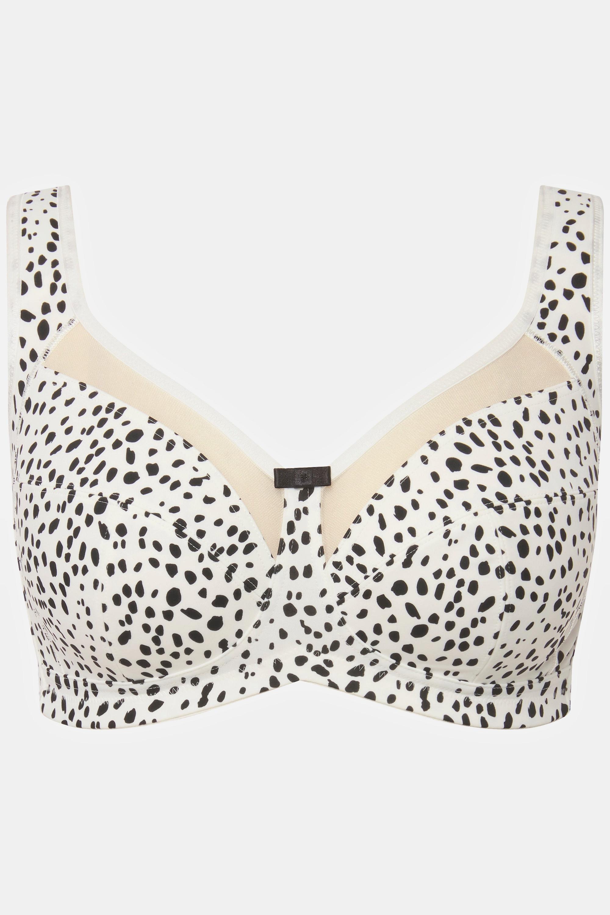 Ulla Popken  Reggiseno sostenitivo senza ferretto con fantasia animalier, mesh e coppa C-H 