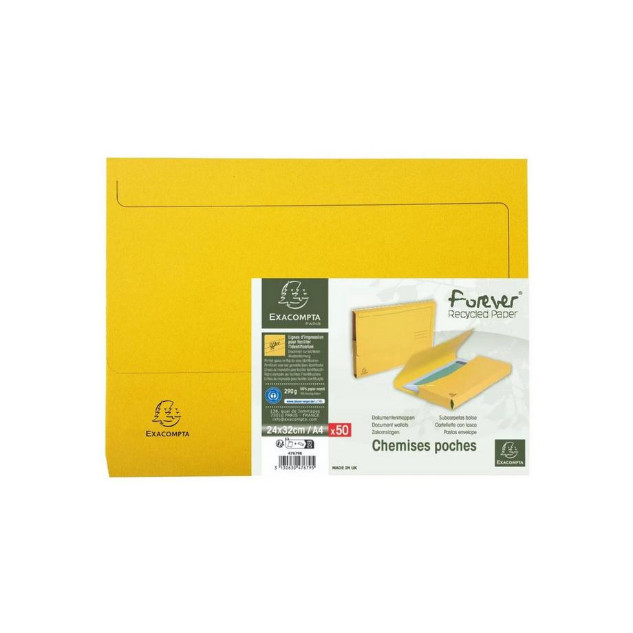 Exacompta Paquet de 50 chemises poche coloris vifs Forever® - 24,5x32,5cm  