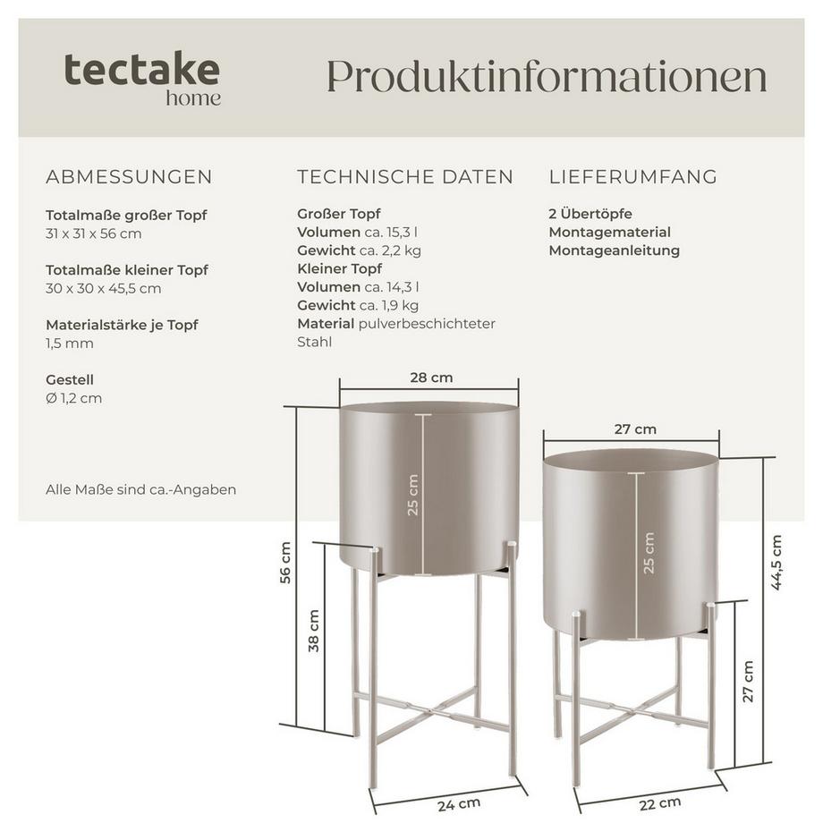 Tectake Portapiante Mine 2 pezzi, in stile industriale  