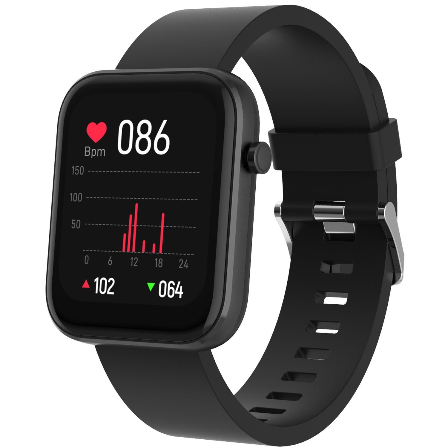 DENVER  Smartwatch Bluetooth SW-182B con sensore di frequenza cardiaca, pressione sanguigna e monitor dell'ossigeno nel sangue 