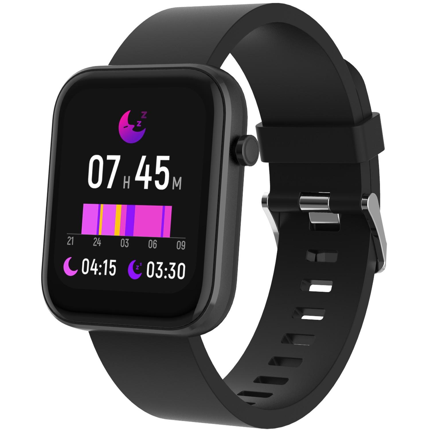 DENVER  Smartwatch Bluetooth SW-182B con sensore di frequenza cardiaca, pressione sanguigna e monitor dell'ossigeno nel sangue 