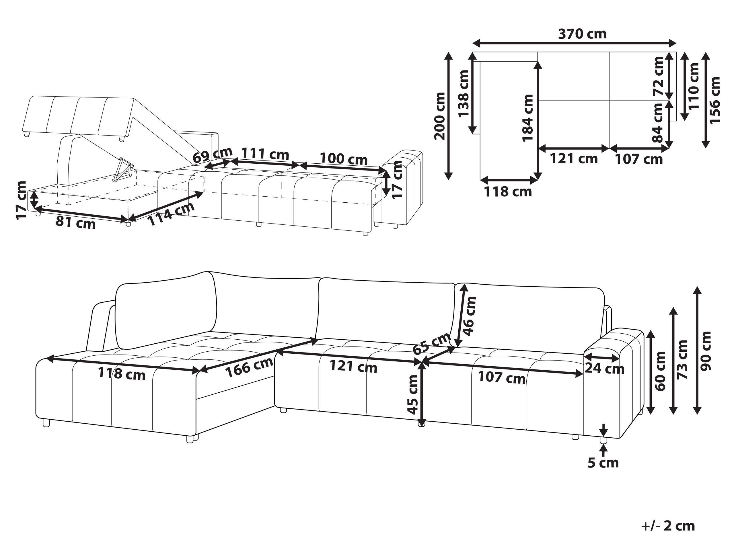 Beliani Rechtsseitiges Ecksofa aus Polyester Modern INNVIK  