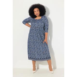 Ulla Popken Abito in jersey A-line scollo rettangolare maniche lunghe  