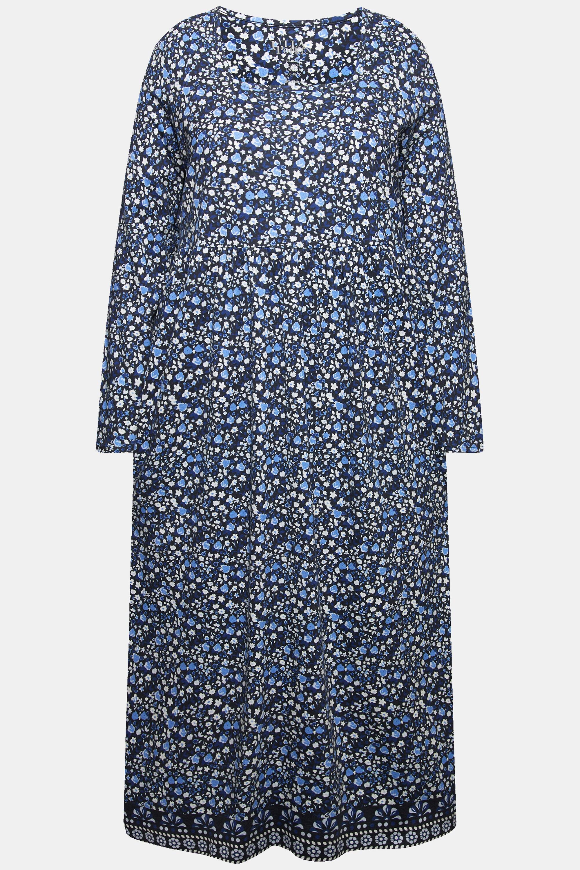 Ulla Popken Abito in jersey A-line scollo rettangolare maniche lunghe  