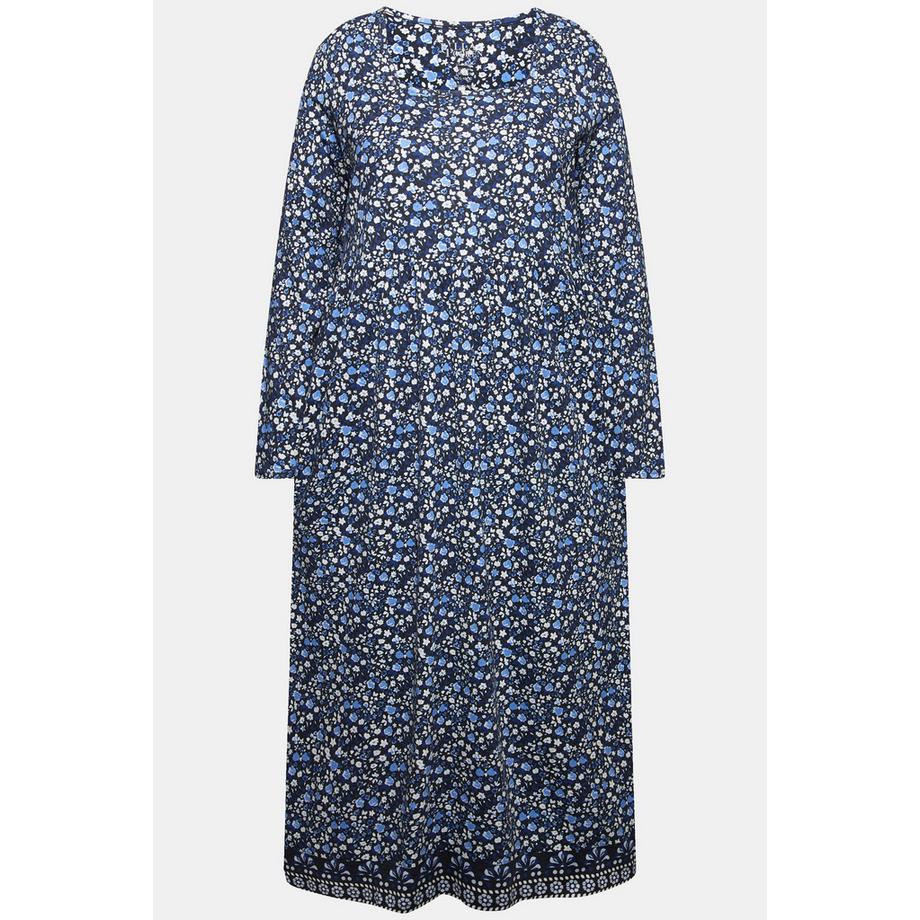 Ulla Popken Jersey A-Linie Carree-Ausschnitt Langarm Kleid  