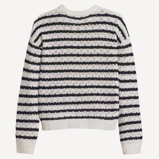 La Redoute Collections  Gestreifter Feinstrickpullover mit Rundhalsausschnitt & Pointelle-Muster 