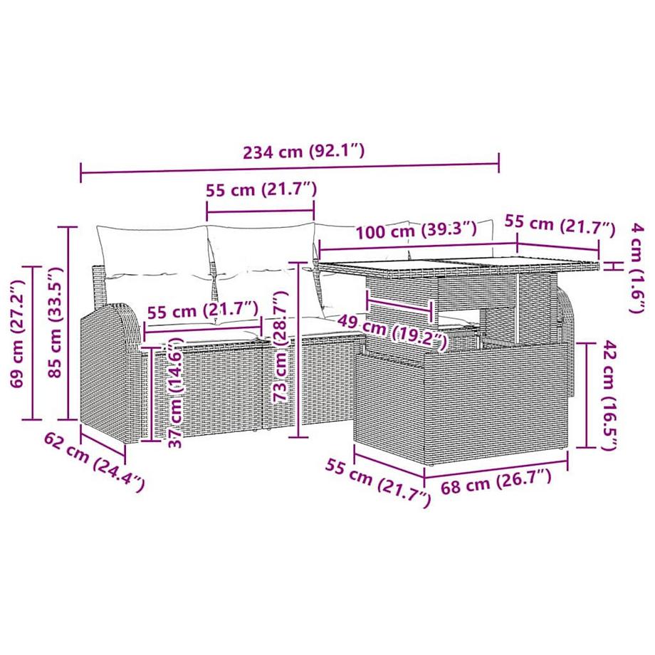 VidaXL Set Divano da Giardino Polyrattan  
