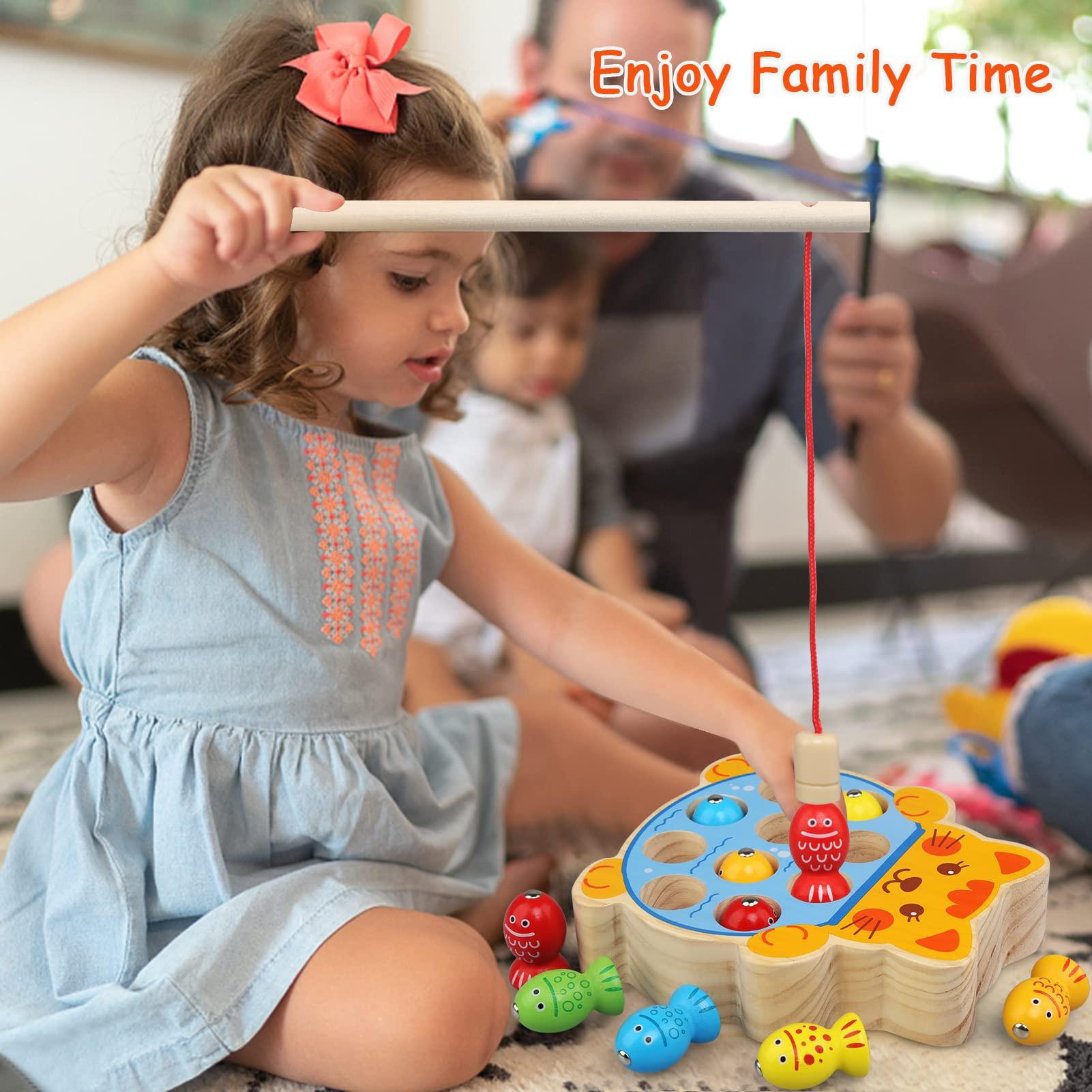 Activity-board  Magnetisches Angelspiel Spielzeug für Kinder, Fischfang Holzspielzeug Geschenk 