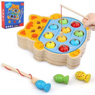 Activity-board  Magnetisches Angelspiel Spielzeug für Kinder, Fischfang Holzspielzeug Geschenk 