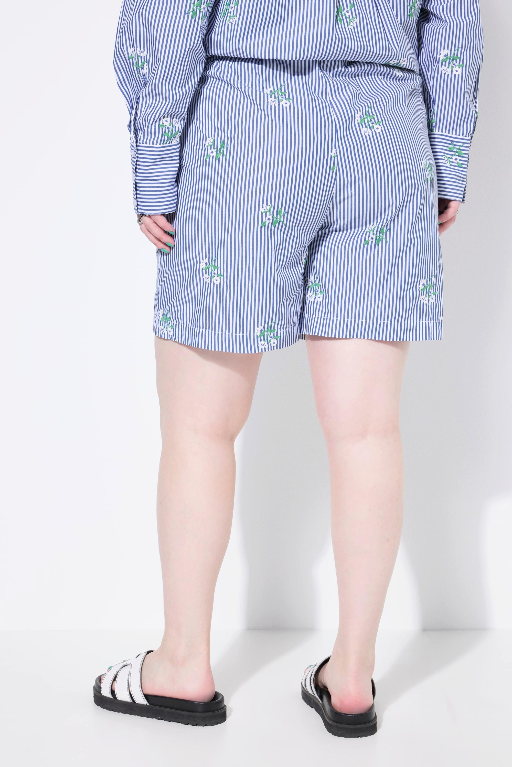 Studio Untold Shorts Wide Legs Streifen Flower-Stickerei  
