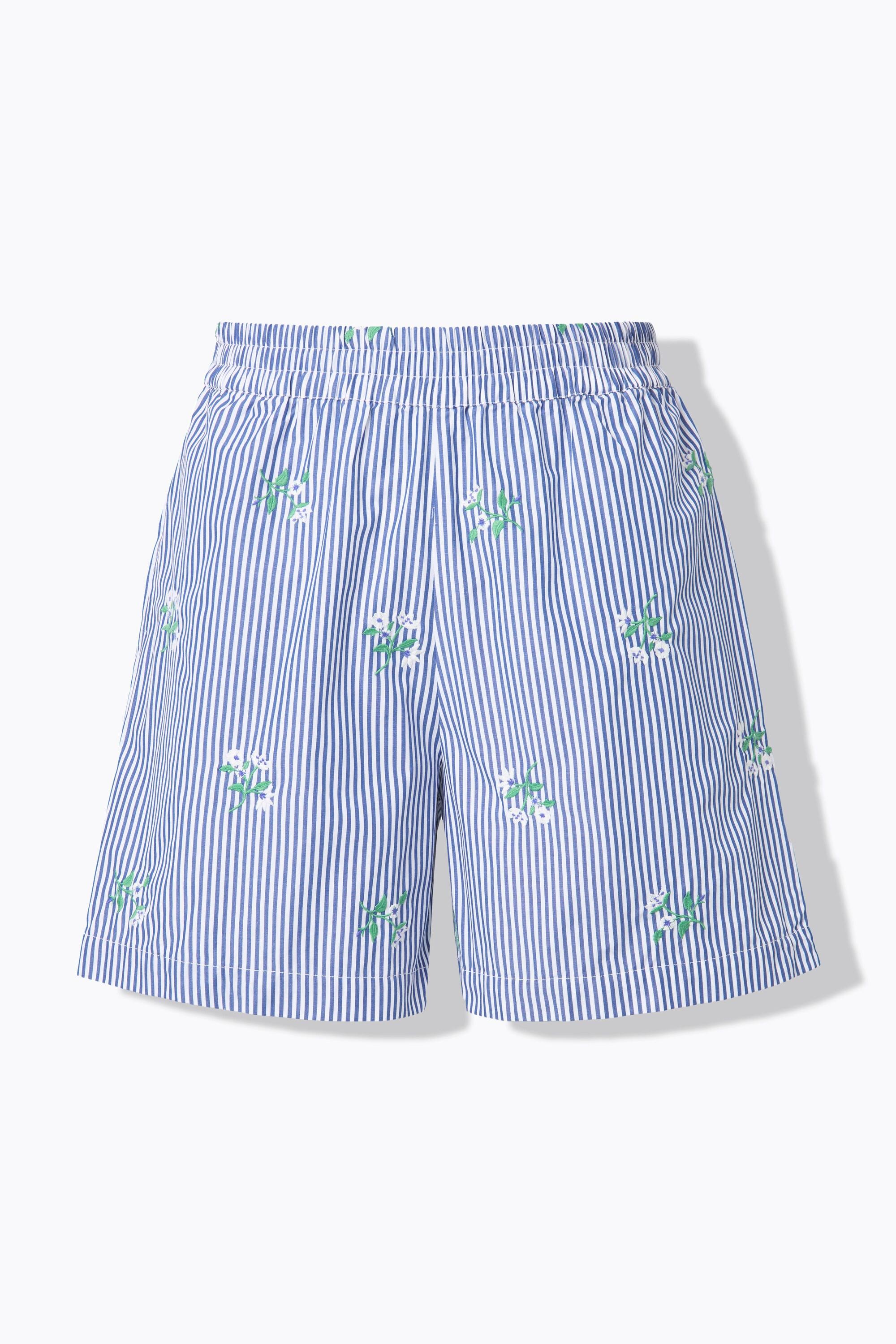 Studio Untold Shorts Wide Legs Streifen Flower-Stickerei  