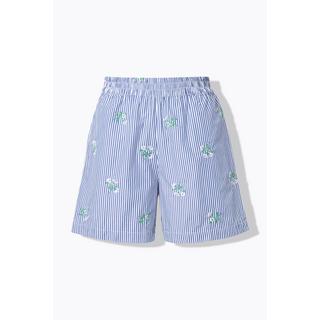 Studio Untold Shorts Wide Legs Streifen Flower-Stickerei  