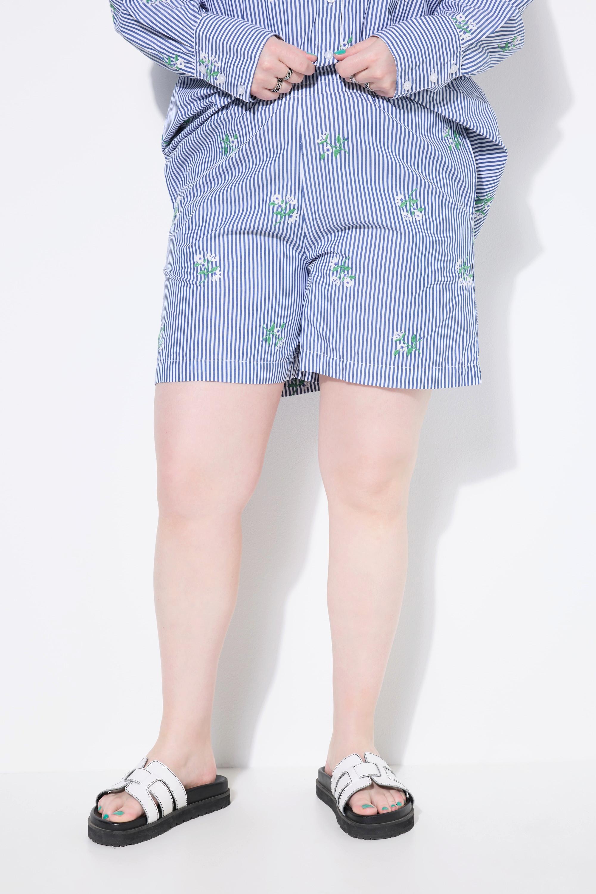 Studio Untold Shorts Wide Legs Streifen Flower-Stickerei  