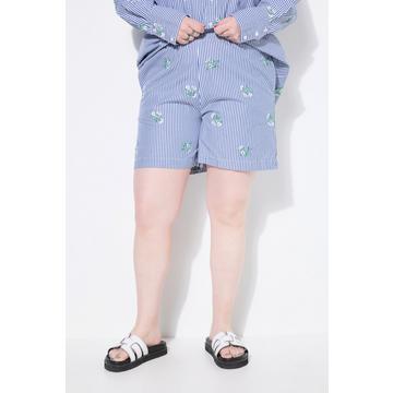 Shorts, Wide Legs, Streifen, Flower-Stickerei