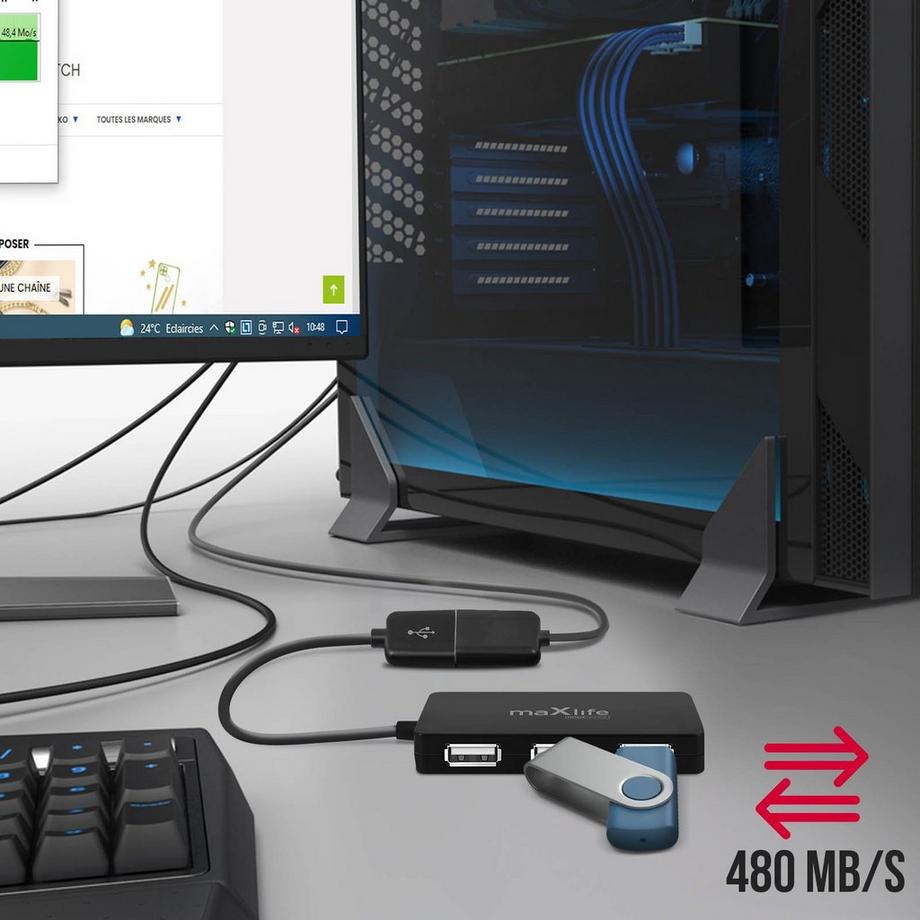 Avizar  maXlife USB-Hub, 4 USB-Anschlüsse 