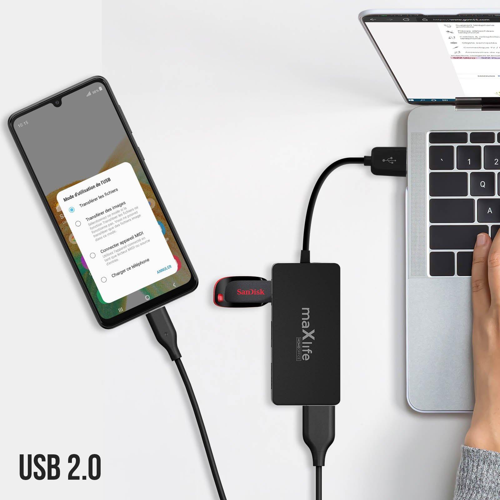 Avizar  Hub USB Maxlife, 4 Porte USB + 1 Cavo 