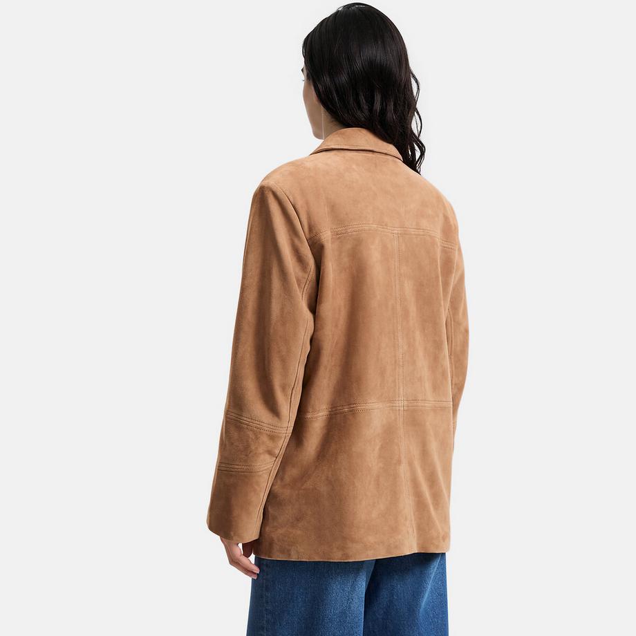 La Redoute Collections Giacca dritta in pelle di capra con collo a revers  
