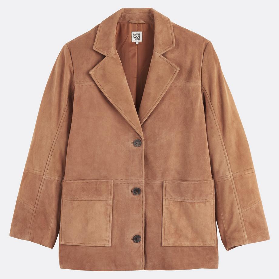 La Redoute Collections Giacca dritta in pelle di capra con collo a revers  
