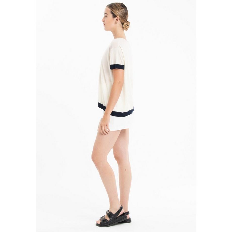 Studio Cashmere8 T-shirt Bicolore Col Rond Manches Courtes  