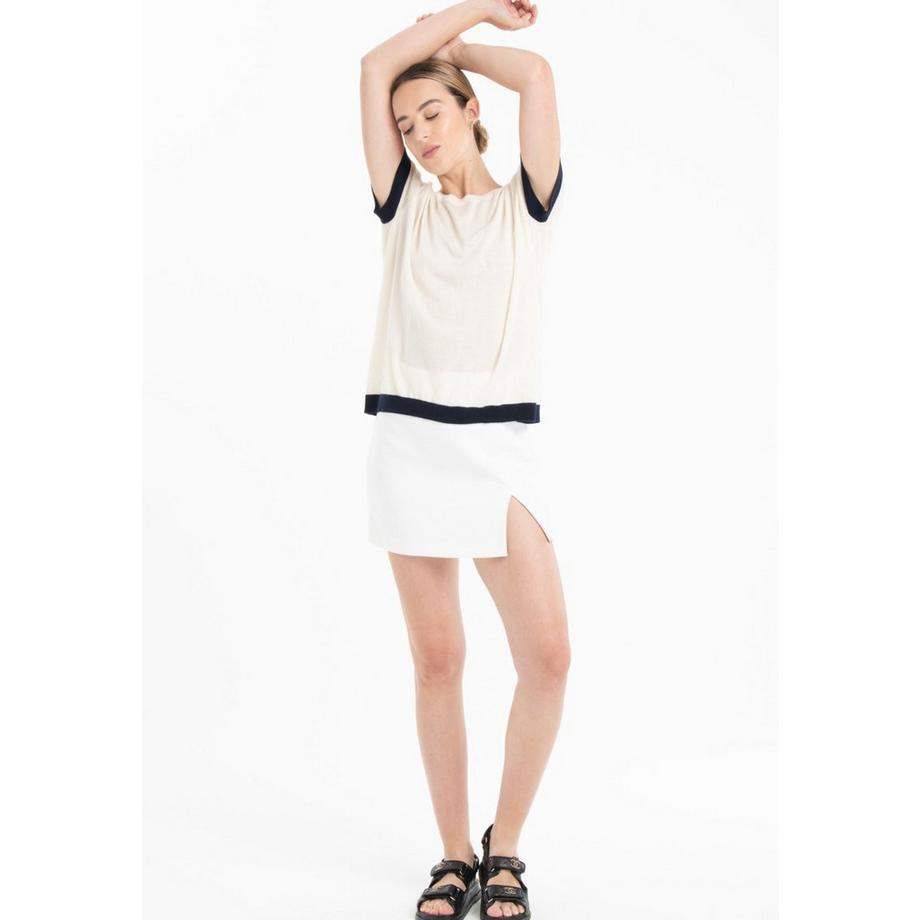 Studio Cashmere8 T-shirt Bicolore Col Rond Manches Courtes  