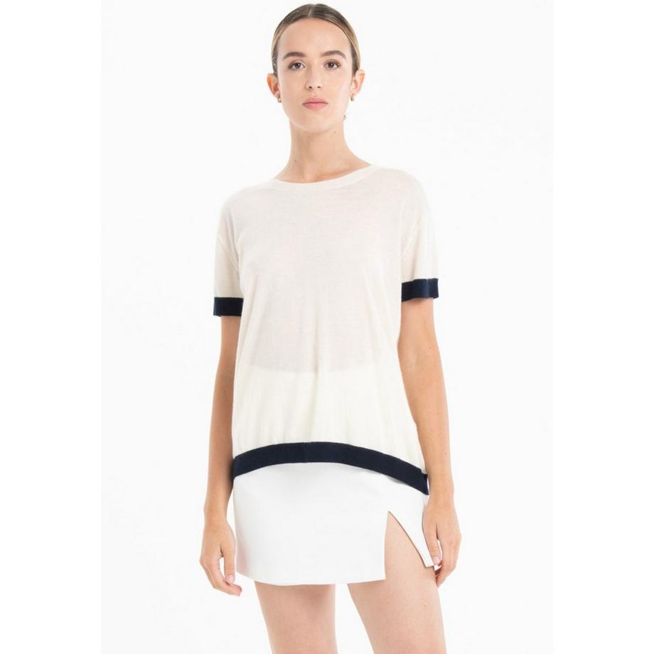 Studio Cashmere8 T-shirt Bicolore Col Rond Manches Courtes  