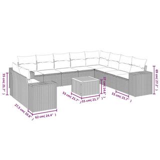 VidaXL Ensemble de canapés de jardin rotin synthétique  