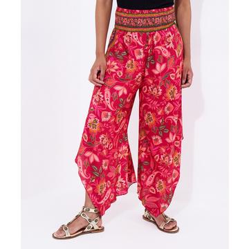 Pantalon Détente Floral Bordures Contrastées