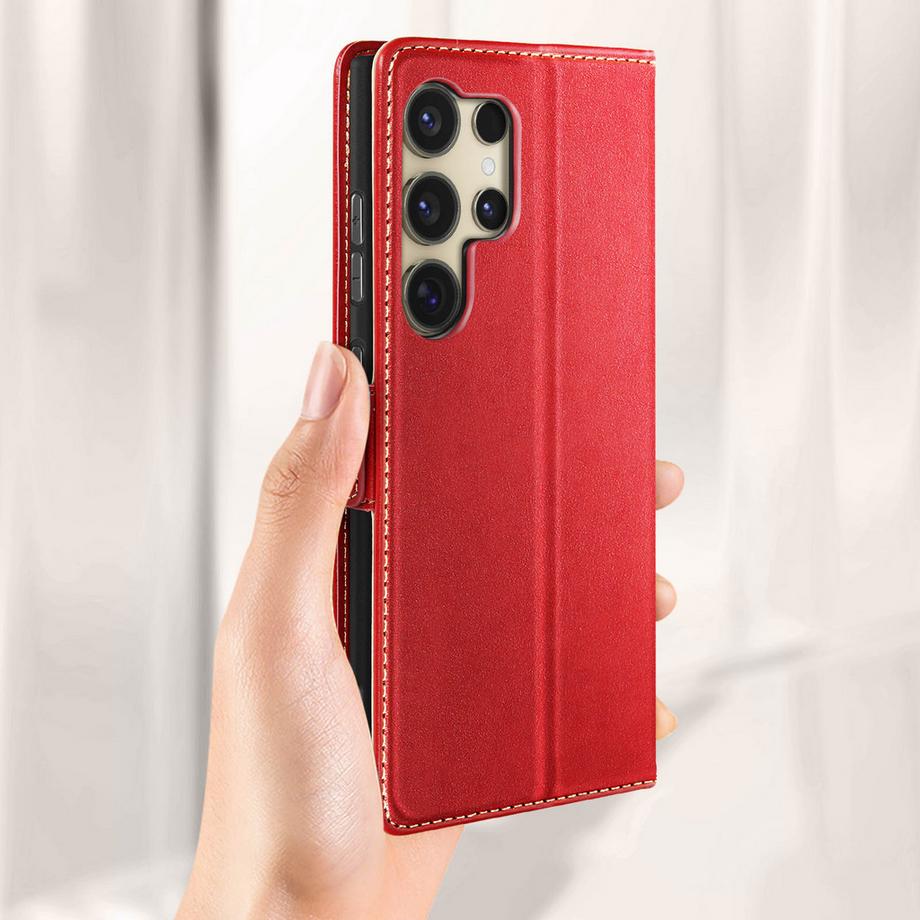 Avizar  Samsung S24 Ultra Wallet Hülle Rot 