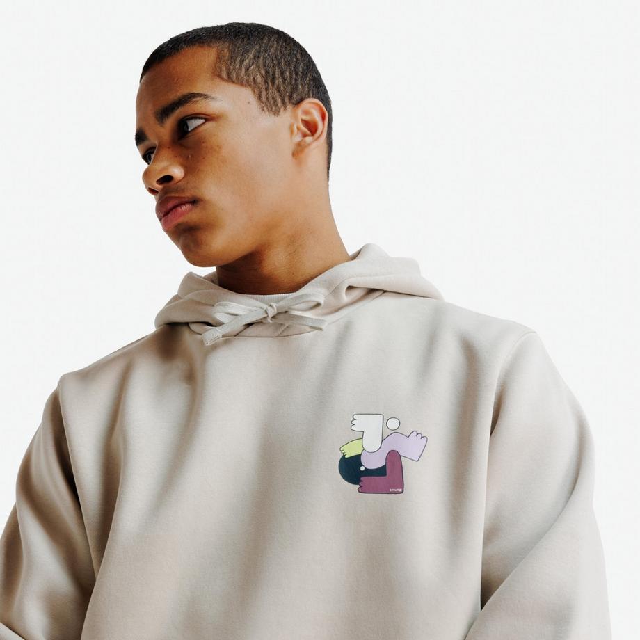 DECATHLON  Sweat à capuche relax mixte, Elementals, beige 