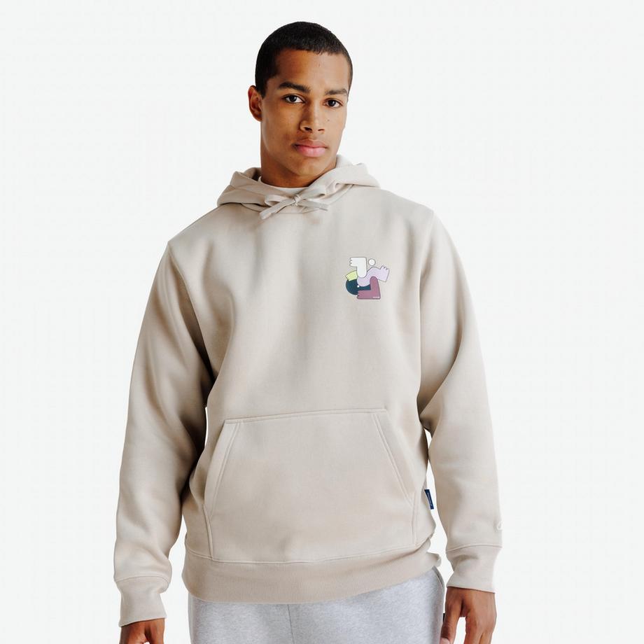 Sweat à capuche relax mixte, Elementals, beige