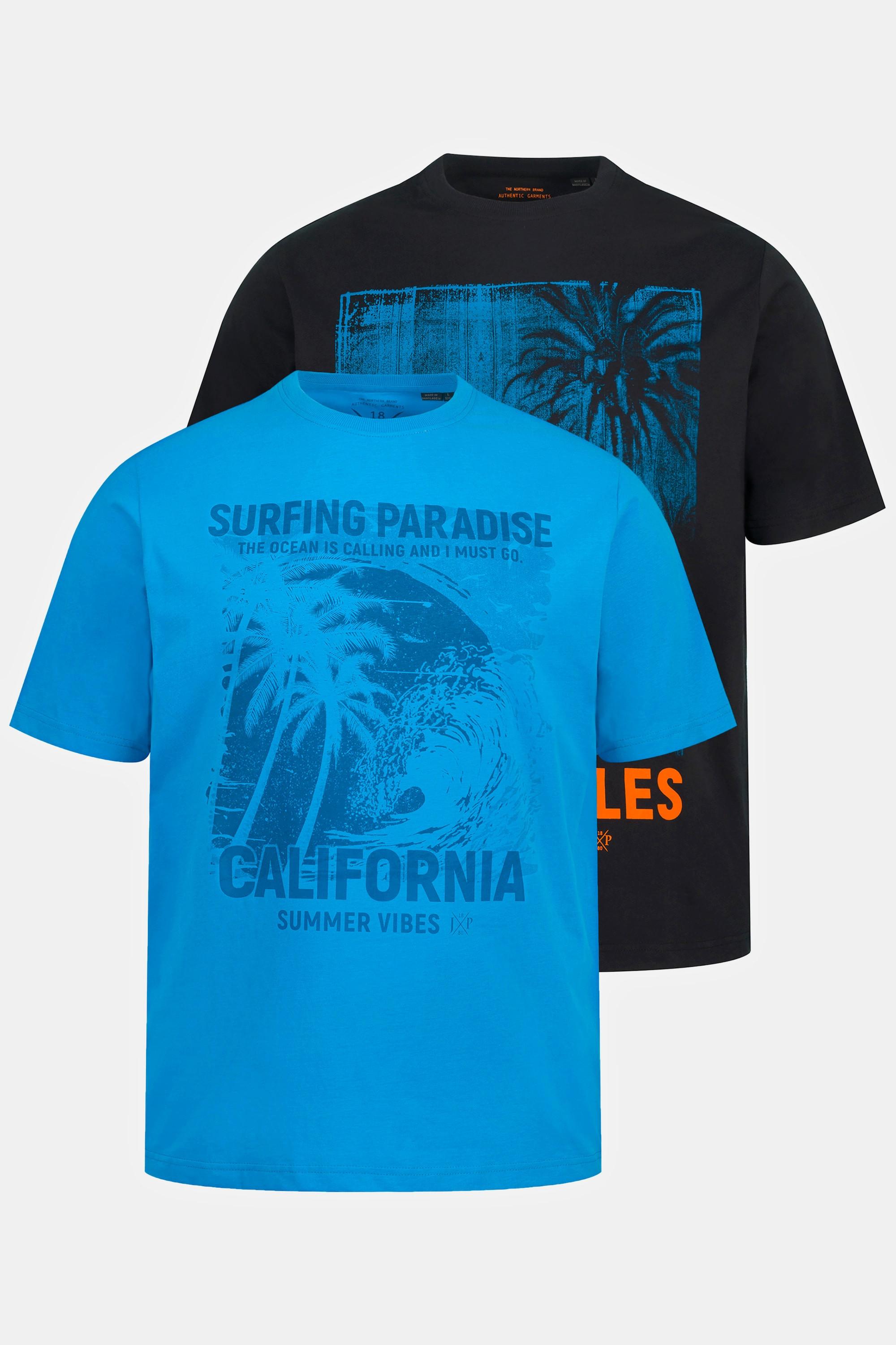 JP1880 Imprimé Palmiers Manches Courtes Col Rond T-Shirts Lot de 2  