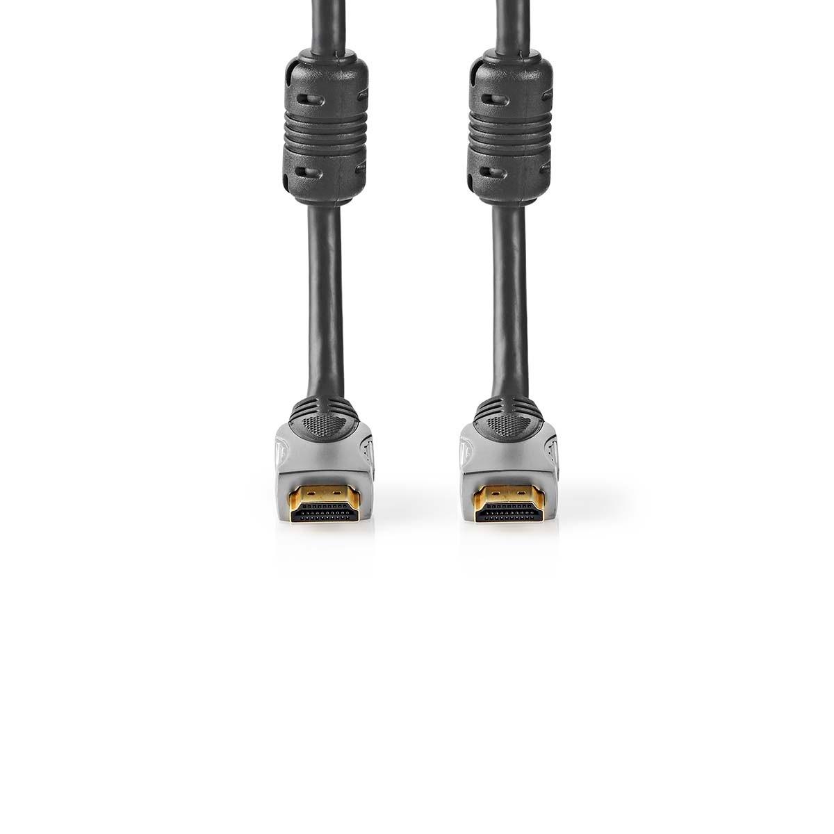 Nedis  Câble HDMI™ haute vitesse avec Ethernet | Connecteur HDMI™ | Connecteur HDMI™ | 4K@30Hz | 10,2 Gbps | 10,0 m | Rond | PVC | Anthracite | Boîte 