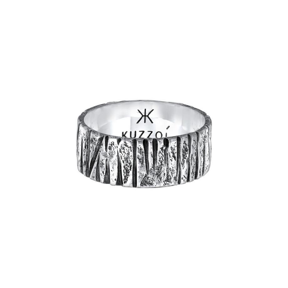 Kuzzoi  Bague Bandring Breit Struktur Gehämmert 925 Silber 