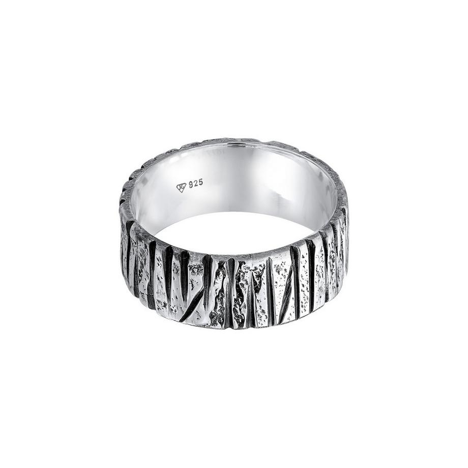 Kuzzoi  Bague Bandring Breit Struktur Gehämmert 925 Silber 
