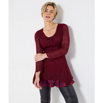 Tunika mit Zipfelsaum, ausgestellten Ärmeln und Bindekragen