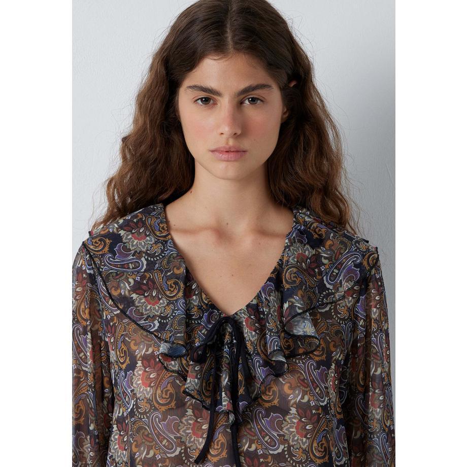 Mavi Paisley Langarmbluse  
