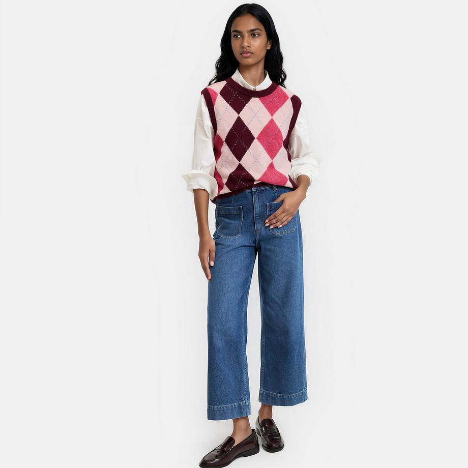 La Redoute Collections Pull sans manches à losanges argyle  