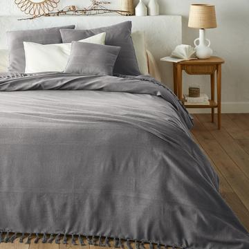 Dessus de lit frangé coton