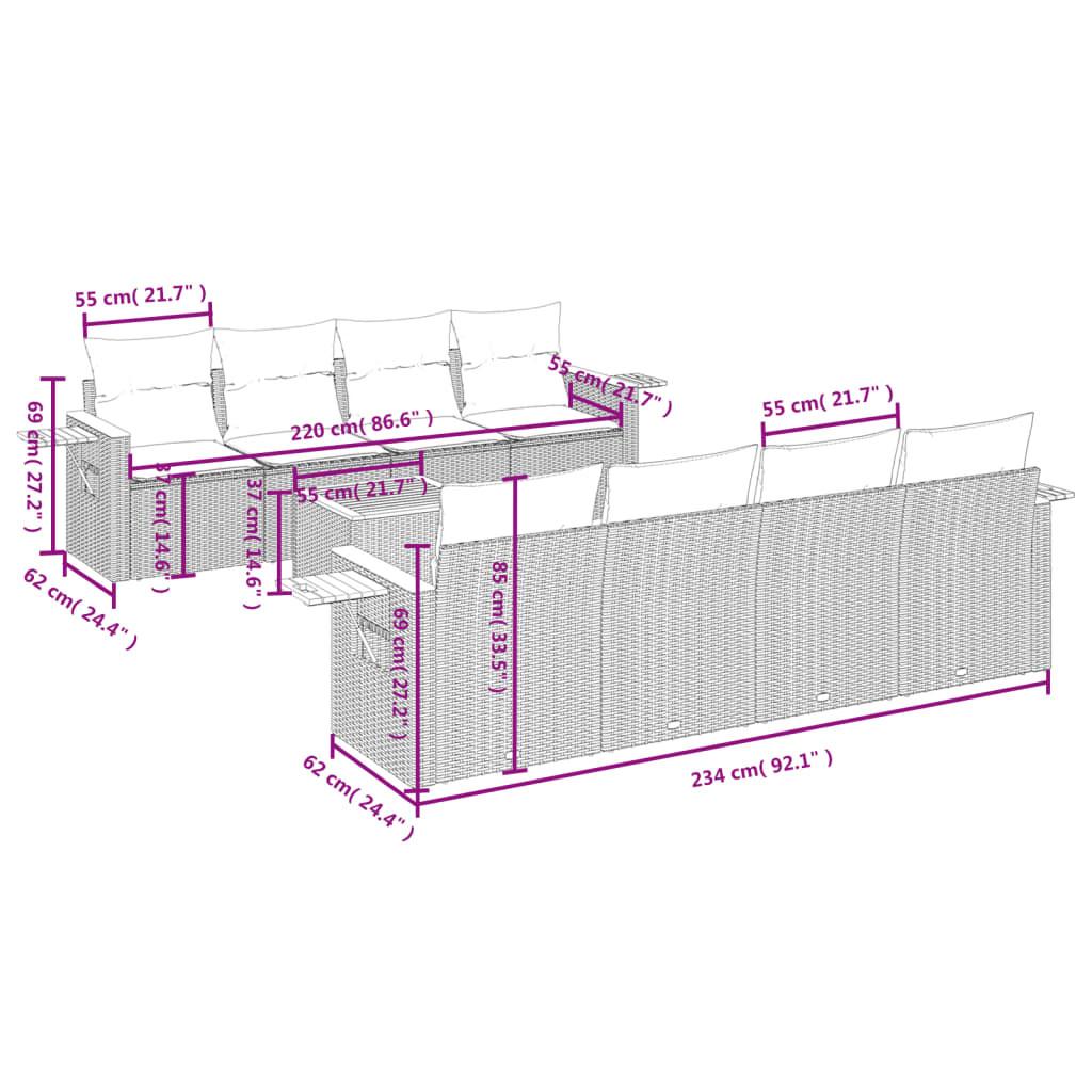 VidaXL set divano da giardino Polirattan  