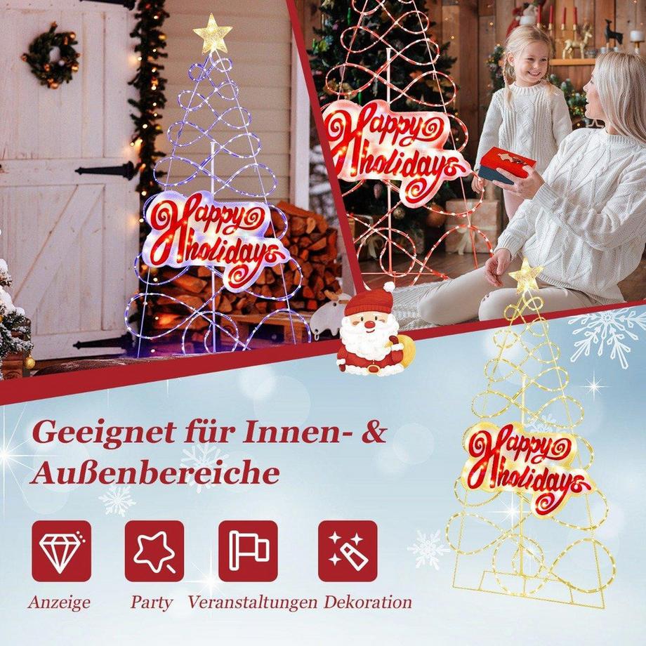 B2X LED Weihnachtsbaum mit Farbwechsel Lichtmodi & Stern-Aufsatz Beleuchtet  
