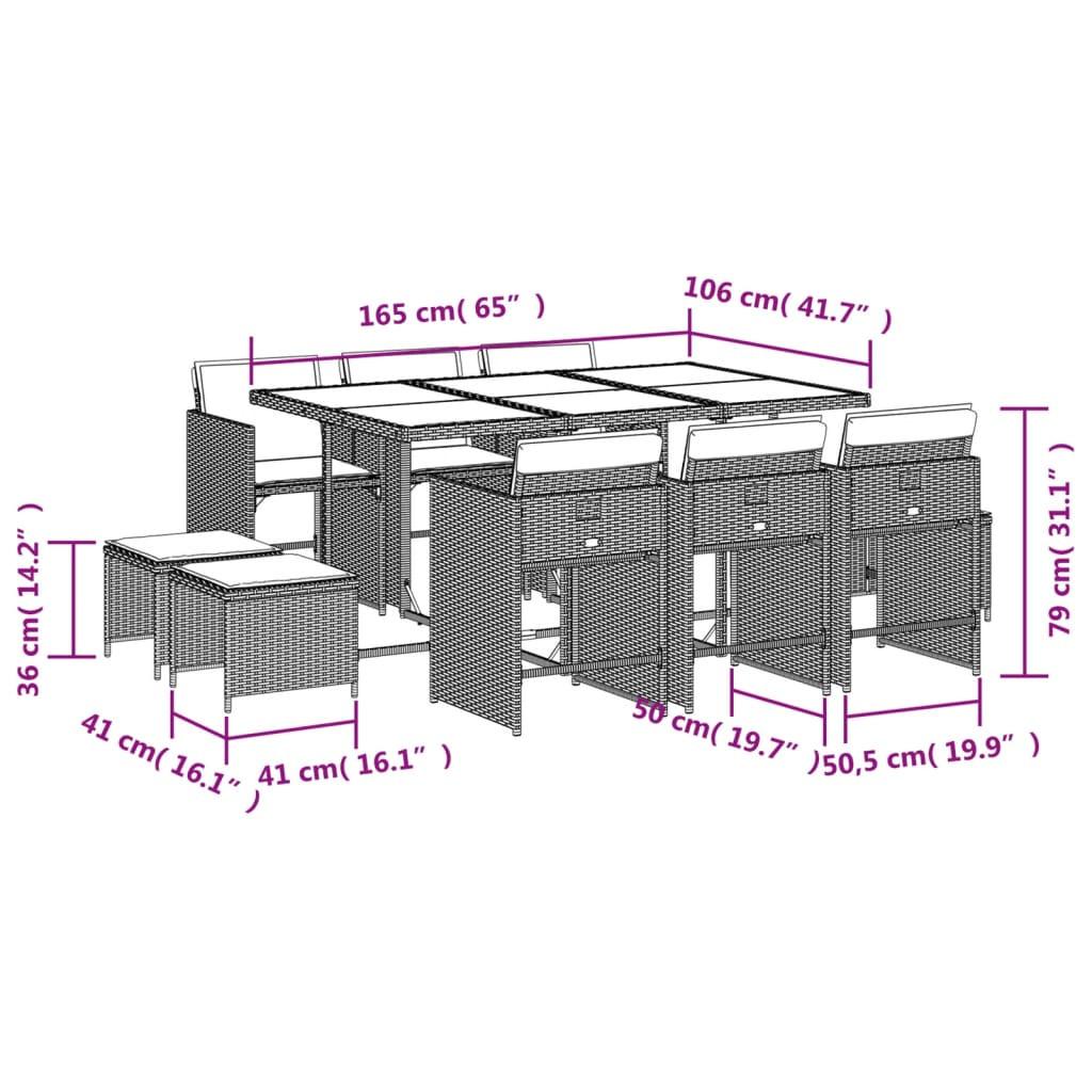 VidaXL Ensemble de salle à manger de jardin rotin synthétique  