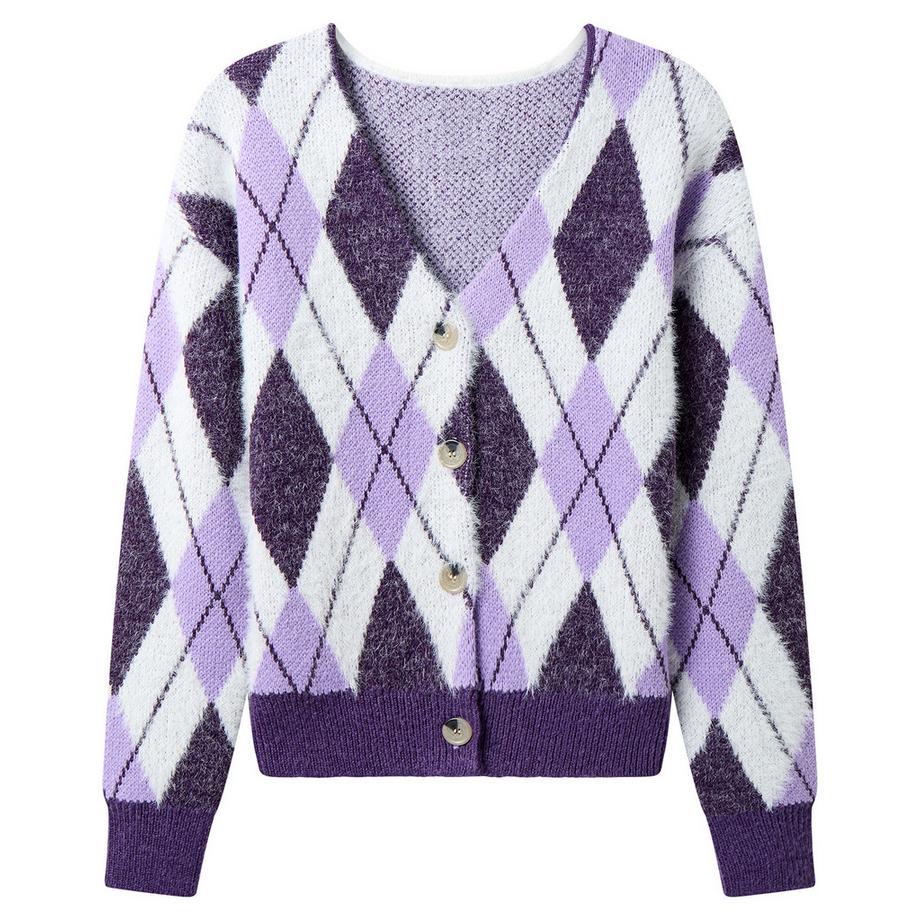 Joe Browns Flauschiger Argyle Strickcardigan  