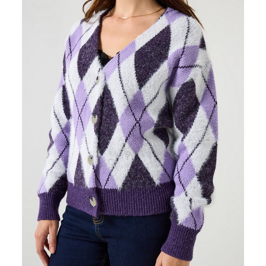 Joe Browns Flauschiger Argyle Strickcardigan  
