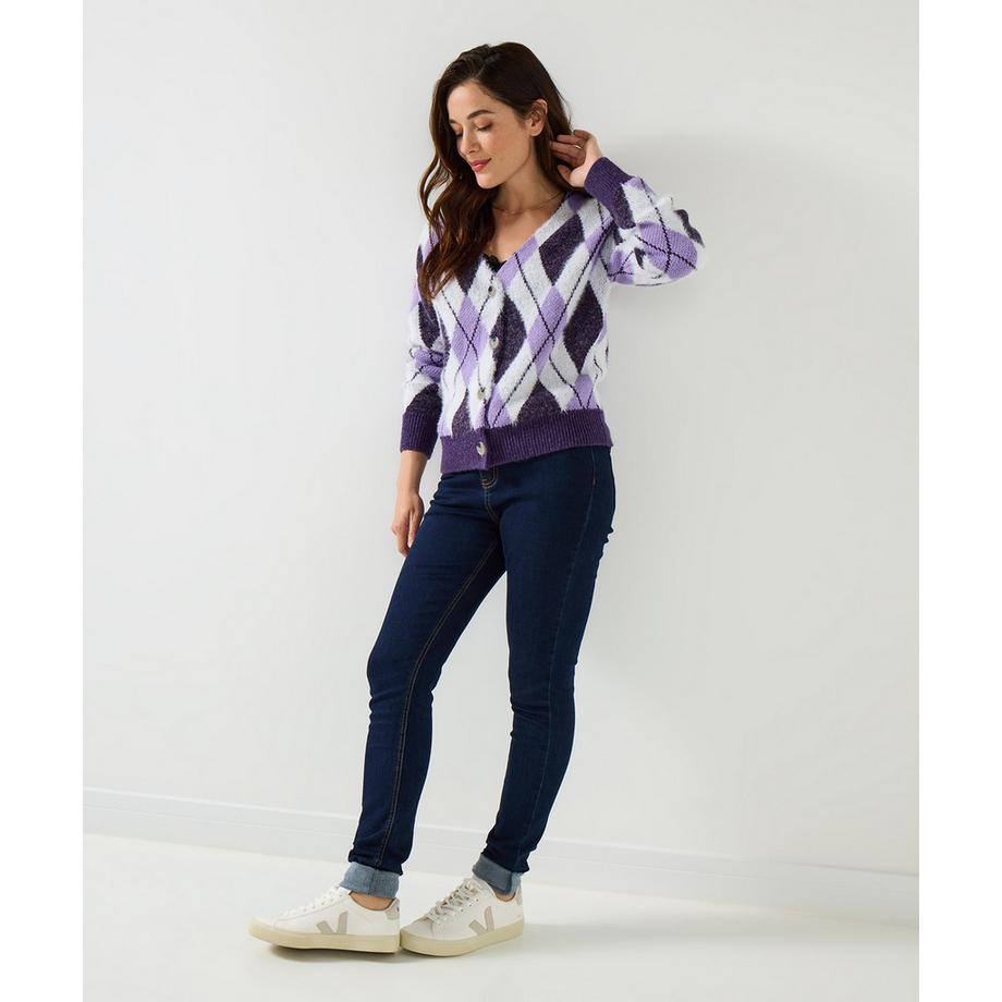 Joe Browns Flauschiger Argyle Strickcardigan  